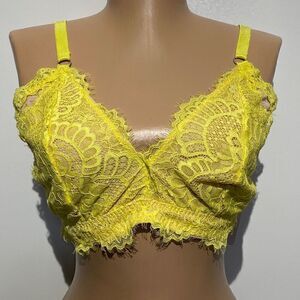 Uye Surana Womens Lace Bra Adjustable Straps Yellow Medium/Large